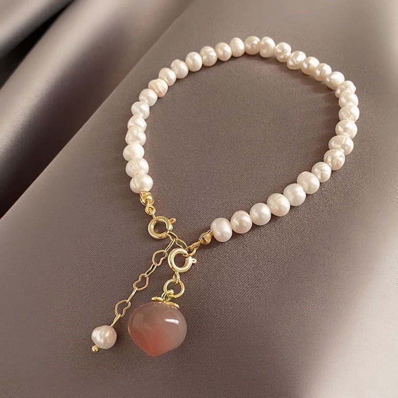 Sweet Pearl Bracelets Charm Jewelry XYS08 Pink Peach Pendant - Touchy Style .
