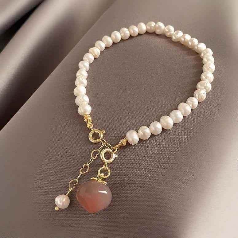 Sweet Pearl Bracelets Charm Jewelry XYS08 Pink Peach Pendant - Touchy Style