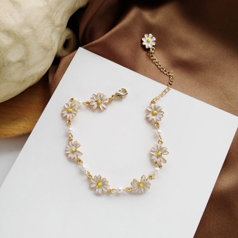 Sweet White Flowers Bracelets Necklaces Rings Earrings Charm Jewelry Set XOS0440 - Touchy Style .
