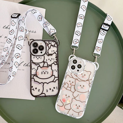 Transparent Cat Bear Cute Phone Cases For iPhone 14 13 11 12 Pro Max XS X XR 8 7 Plus - Touchy Style .