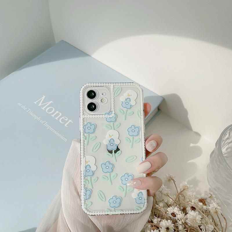 Transparent Japanese White Flower Cute Phone Cases For iPhone 14 13 12 11 Pro Xs Max XR X 7 8 Plus 7Plus - Touchy Style .