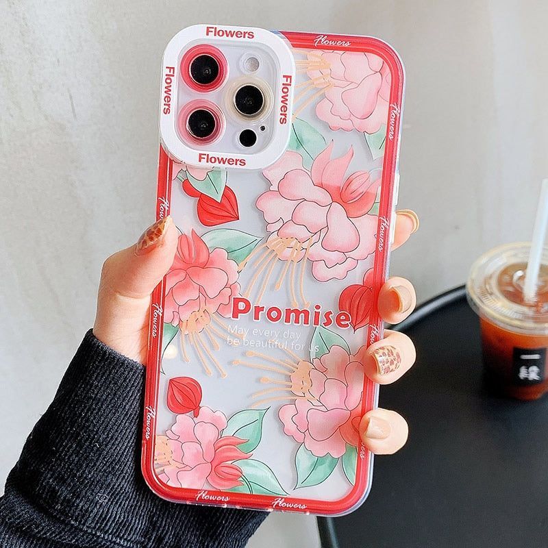 Transparent Purple Flower Cute Phone Cases For Huawei Honor 50 20 10 P30 P20 P40 P50 Mate 20 Lite Nova 5t 8 9 Pro - Touchy Style .