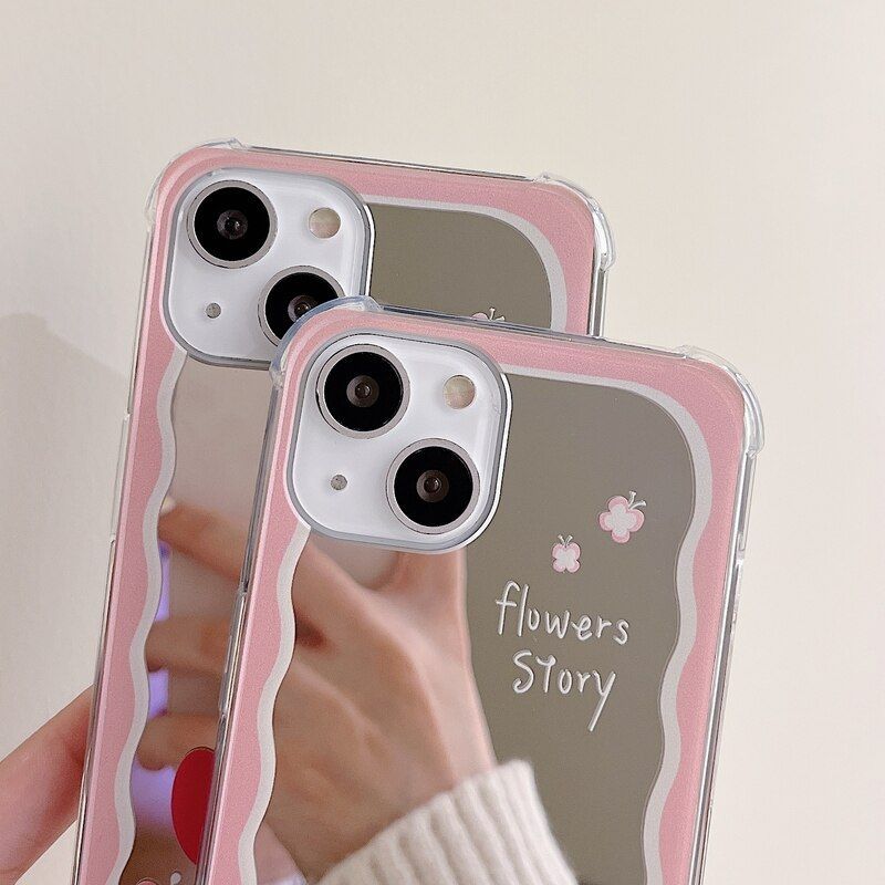 Tulip Flowers Mirror Cute Phone Cases For iPhone 11 12 13 Pro Xs Max X Xr 7 8 Plus SE - Touchy Style .
