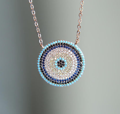 Turquoises Turkish Evil Eye Necklaces Charm Jewelry - Touchy Style .