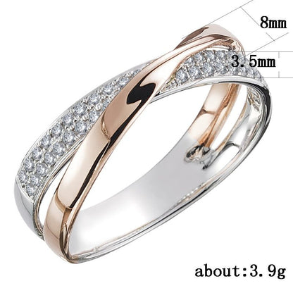 Two Tone X Shape Cross Finger Rings Charm Jewelry RCJ2331 Dazzling CZ Stone - Touchy Style .