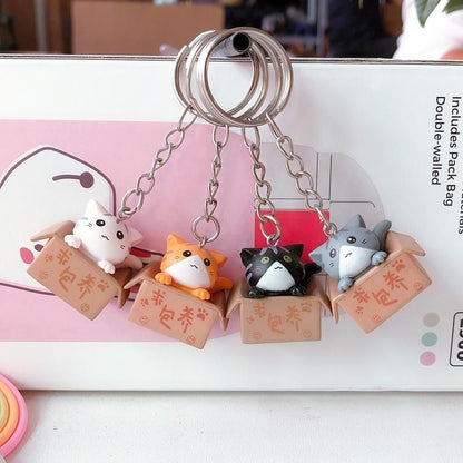 Unique Keychains Cartoon Cat In The Box Keyrings A009 - Touchy Style .
