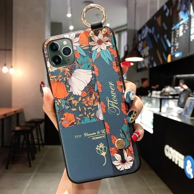 Vintage Blue Red Floral Cute Phone Cases For iPhone 13 12 11 pro MAX X XR XS MAX 7 8 6s Plus - Touchy Style .