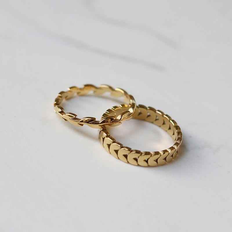 Vintage Geometry Wheat Leaves Rings Charm Jewelry RCJPO50 Titanium Steel Stainless - Touchy Style