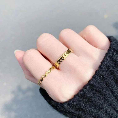 Vintage Geometry Wheat Leaves Rings Charm Jewelry RCJPO50 Titanium Steel Stainless - Touchy Style