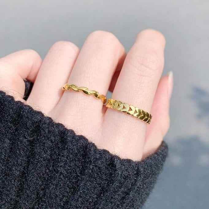 Vintage Geometry Wheat Leaves Rings Charm Jewelry RCJPO50 Titanium Steel Stainless - Touchy Style