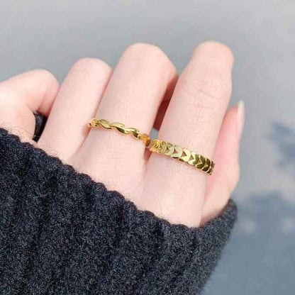 Vintage Geometry Wheat Leaves Rings Charm Jewelry RCJPO50 Titanium Steel Stainless - Touchy Style