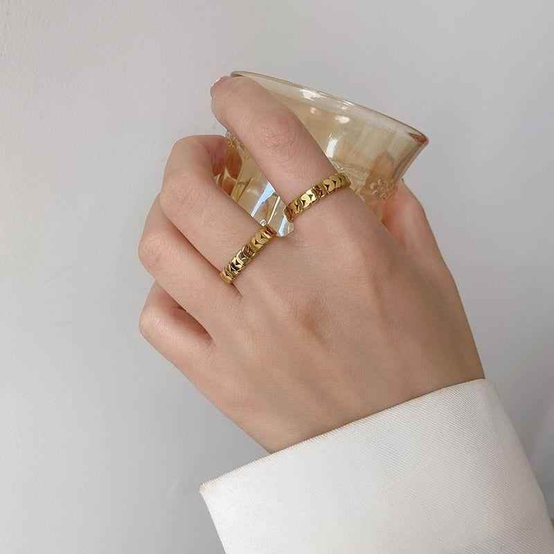 Vintage Geometry Wheat Leaves Rings Charm Jewelry RCJPO50 Titanium Steel Stainless - Touchy Style