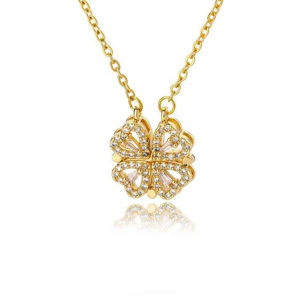 Vintage Lucky Four Leaf Clover Necklaces Charm Jewelry NCJSQ55 Stainless Steel - Touchy Style