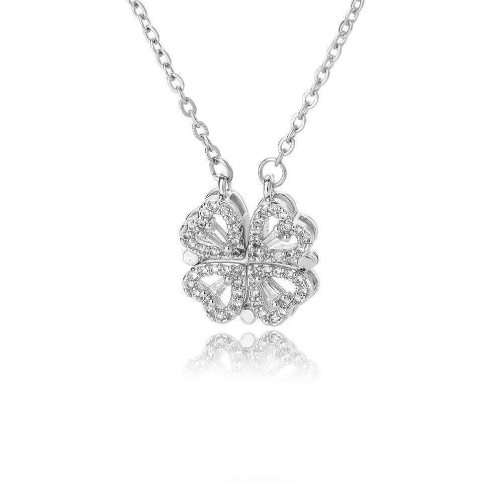 Vintage Lucky Four Leaf Clover Necklaces Charm Jewelry NCJSQ55 Stainless Steel - Touchy Style