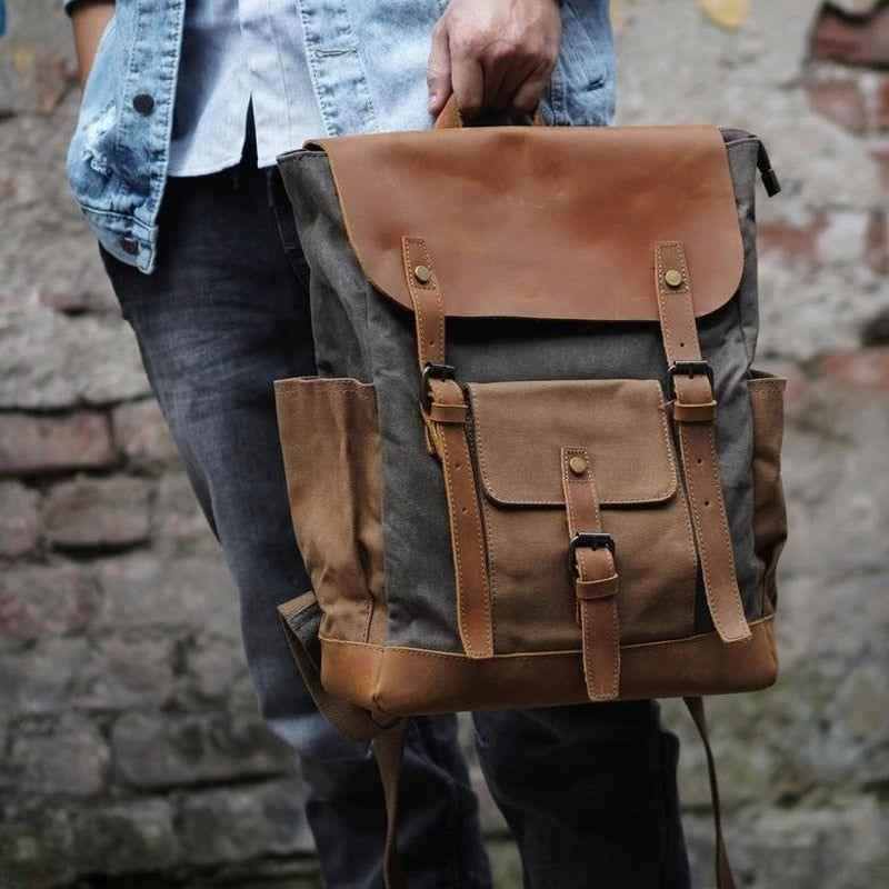 Vintage Waterproof Travel Cool Backpack CBMOS07 Canvas Large Capacity Laptop Bag - Touchy Style