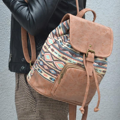 Vintage Women Patchwork Backpack Large School Bags For Teenage Girls Leather Rucksack Female Backpack Canvas Travel Bag XA102H - Touchy Style .