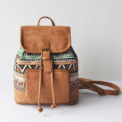 Vintage Women Patchwork Backpack Large School Bags For Teenage Girls Leather Rucksack Female Backpack Canvas Travel Bag XA102H - Touchy Style .
