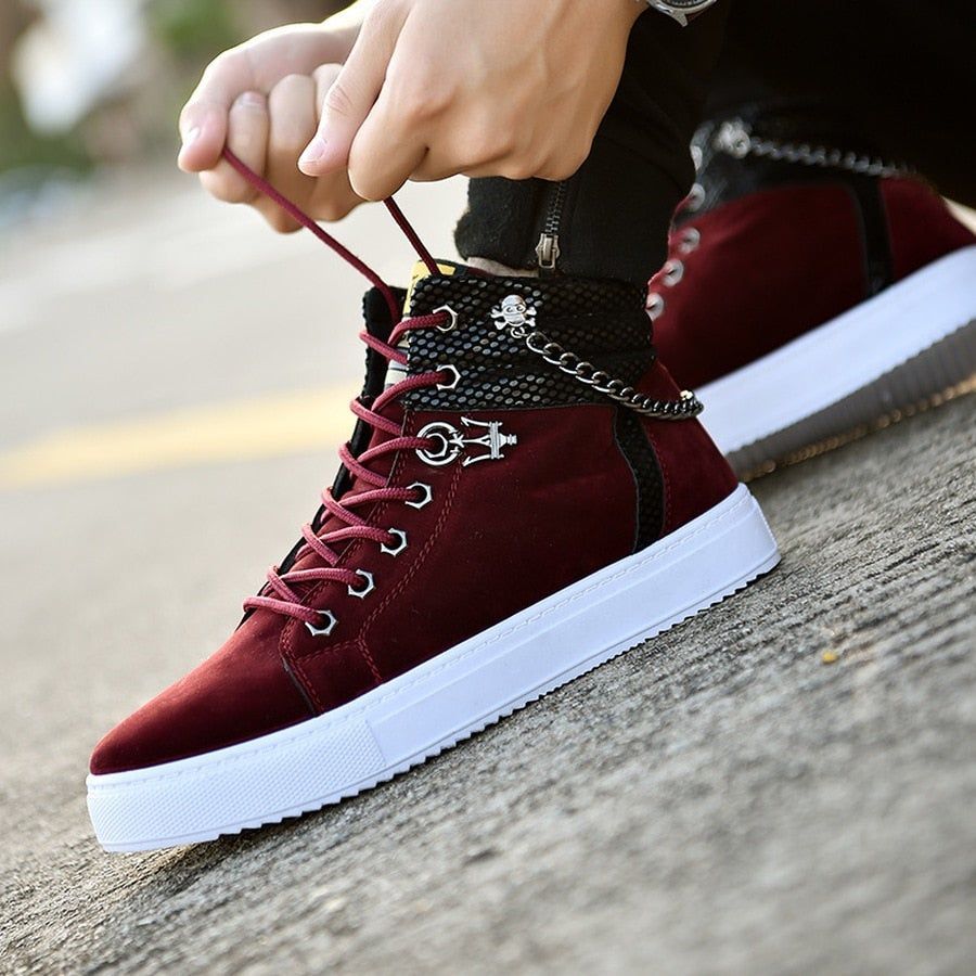 Warm Canvas Boots Leather Sneakers Men&