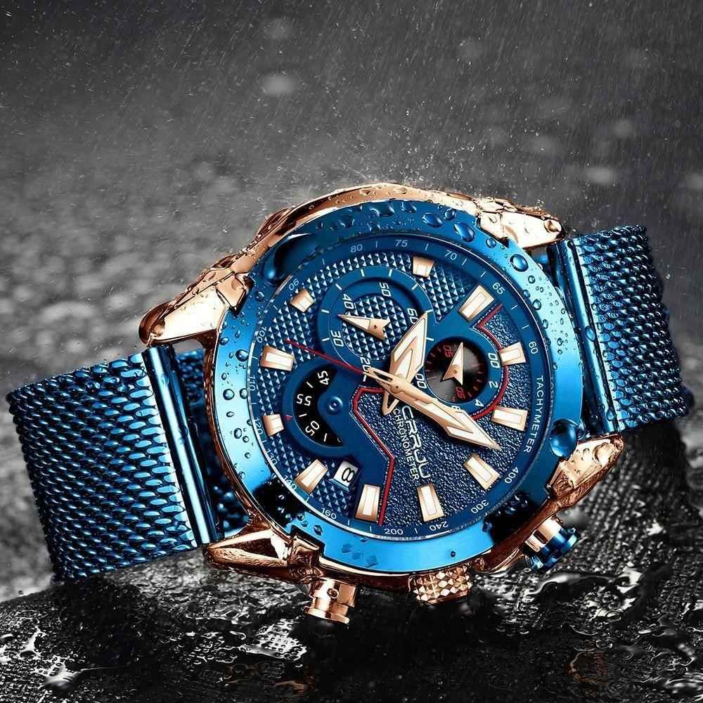 Watches Men CRRJU Luxury Army Military Watch High-Quality 316L Stainless Steel Chronograph Clock 2020 - Touchy Style