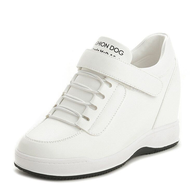 Women's Casual Shoes DOS0444 Wedge Hidden Heels White Sneakers - Touchy Style .