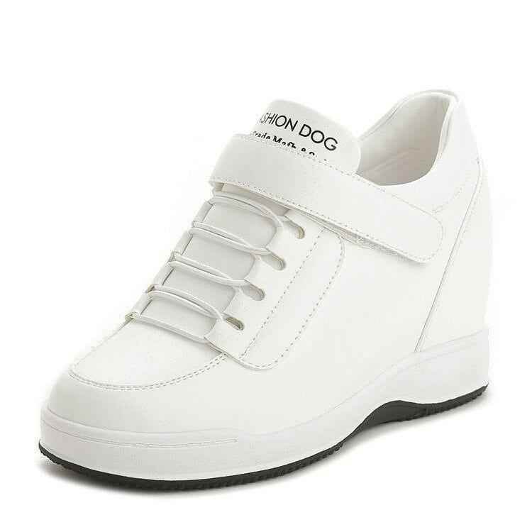 Women's Casual Shoes DOS0444 Wedge Hidden Heels White Sneakers - Touchy Style .