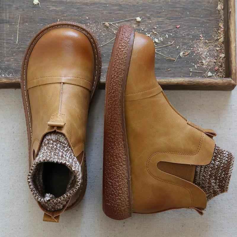 Women's Casual Shoes Leather Comfortable Handmade Ankle Boots - Touchy Style .