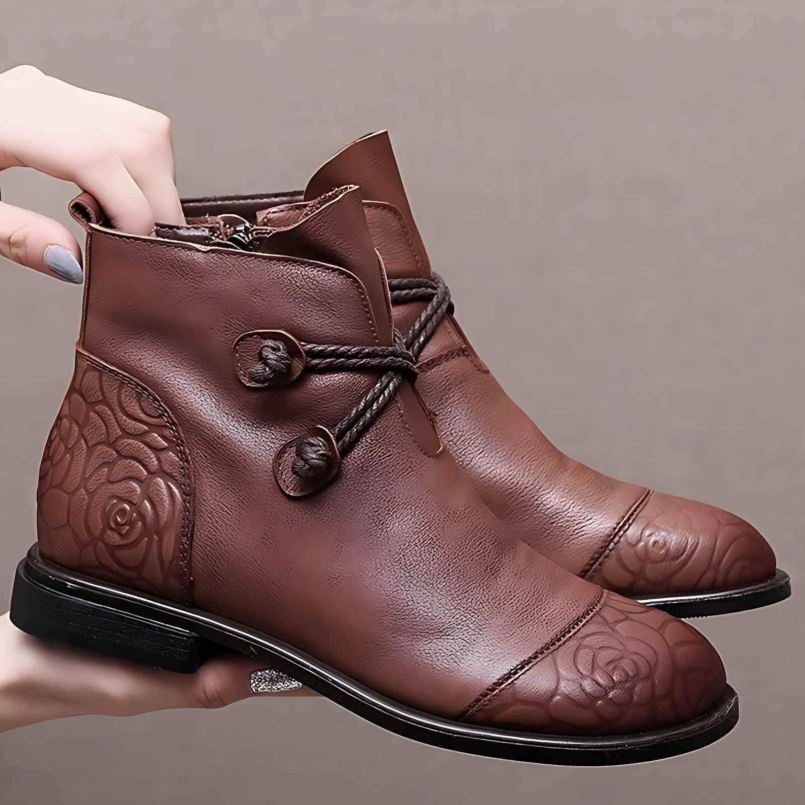 Women's Casual Shoes Soft Leather Flat Ankle Boots 0738 - Touchy Style .