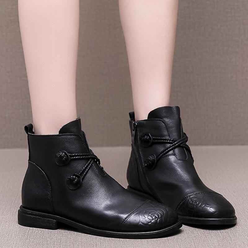 Women's Casual Shoes Soft Leather Flat Ankle Boots 0738 - Touchy Style .