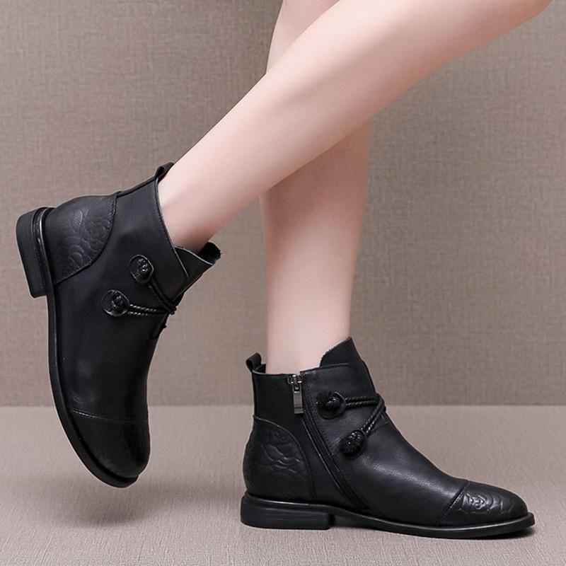 Women's Casual Shoes Soft Leather Flat Ankle Boots 0738 - Touchy Style .