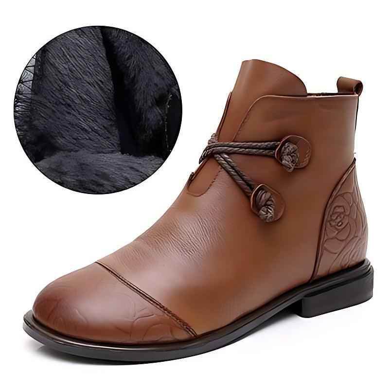 Women's Casual Shoes Soft Leather Flat Ankle Boots 0738 - Touchy Style .