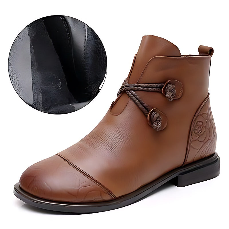 Women's Casual Shoes Soft Leather Flat Ankle Boots 0738 - Touchy Style .