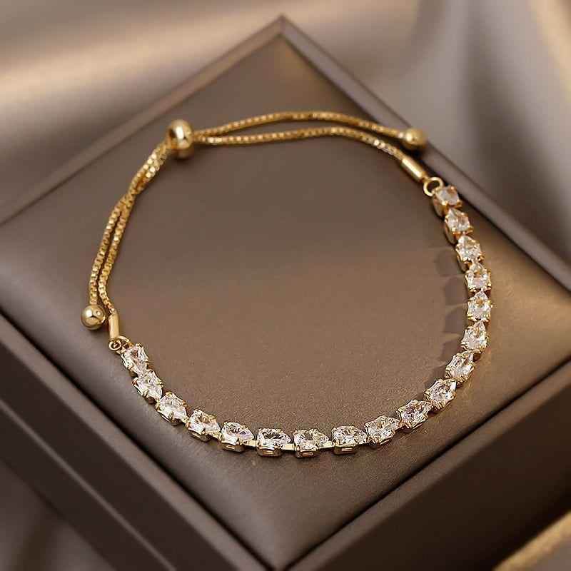 Zircon Gold Pull Adjustable Bracelet Charm Jewelry XYS0235 Simple Korean Style - Touchy Style .