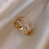 Zircon Metal Cross Golden Finger Rings Charm Jewelry RCJTXY13 - Touchy Style .